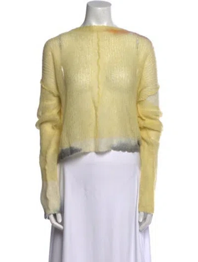 Pre-owned Eckhaus Latta Cashmere Bateau Neckline Sweater In Yellow