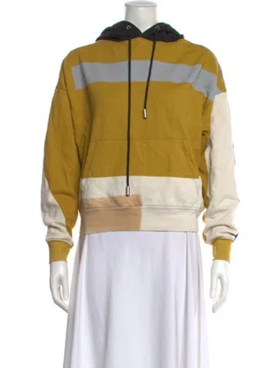 Pre-owned Eckhaus Latta Colorblock Pattern Crew Neck Hoodie In Yellow