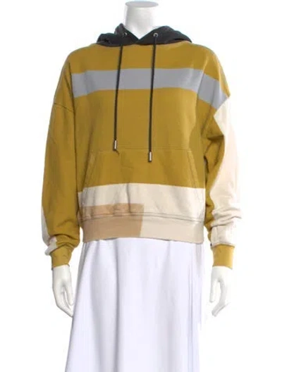Pre-owned Eckhaus Latta Colorblock Pattern Crew Neck Hoodie In Yellow