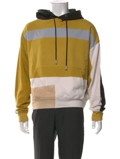 Pre-owned Eckhaus Latta Colorblock Pattern Crew Neck Hoodie In Yellow