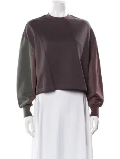 Pre-owned Eckhaus Latta Colorblock Pattern Crew Neck Sweatshirt In Purple