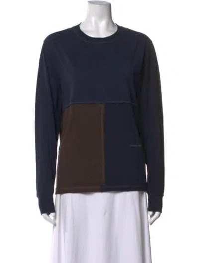 Pre-owned Eckhaus Latta Colorblock Pattern Crew Neck Top In Blue