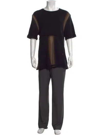 Pre-owned Eckhaus Latta Colorblock Pattern Crew Neck T-shirt In Black