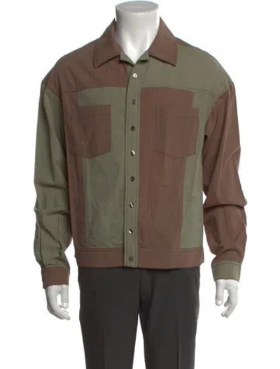 Pre-owned Eckhaus Latta Colorblock Pattern Long Sleeve Shirt In Green