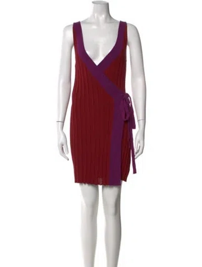 Pre-owned Eckhaus Latta Colorblock Pattern Mini Dress In Red