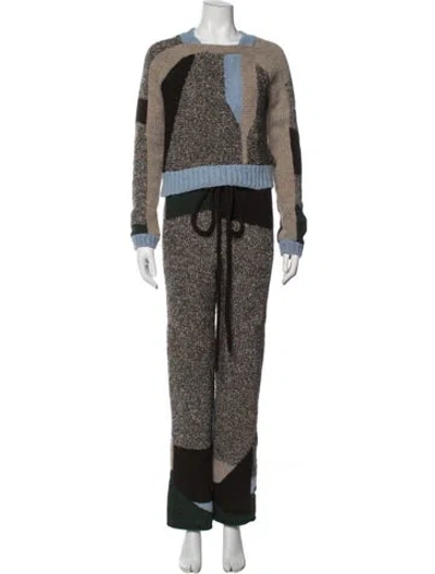 Pre-owned Eckhaus Latta Colorblock Pattern Pant Set In Brown