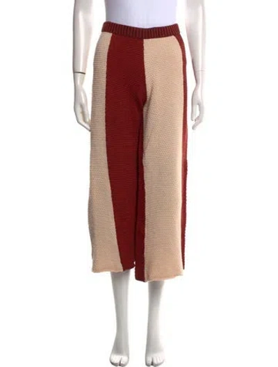 Pre-owned Eckhaus Latta Colorblock Pattern Wide Leg Pants In Red