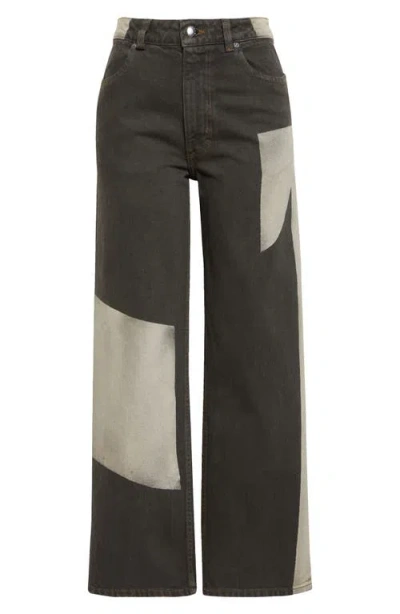 Eckhaus Latta Colorblock Wide Leg Jeans In Tile