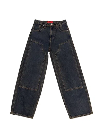 Eckhaus Latta Contrast-stitching Jeans In Blue