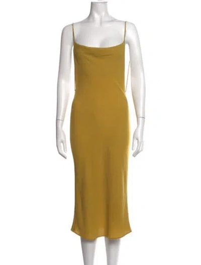 Pre-owned Eckhaus Latta Cowl Neck Midi Length Dress In Yellow