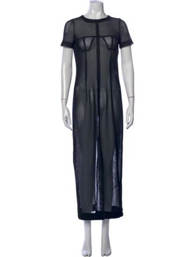 Pre-owned Eckhaus Latta Crew Neck Long Dress In Blue