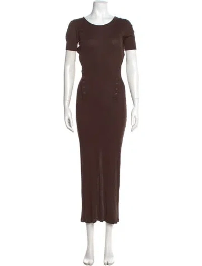 Pre-owned Eckhaus Latta Crew Neck Long Dress In Brown