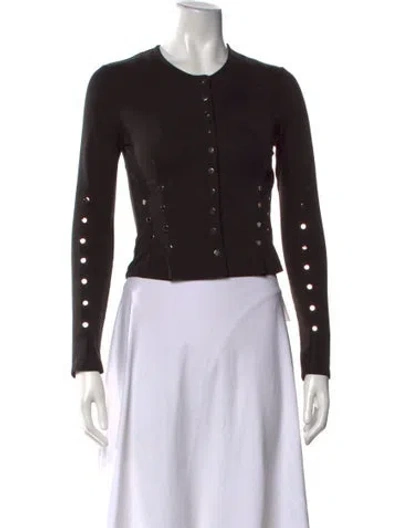 Pre-owned Eckhaus Latta Crew Neck Long Sleeve Button-up Top In Black