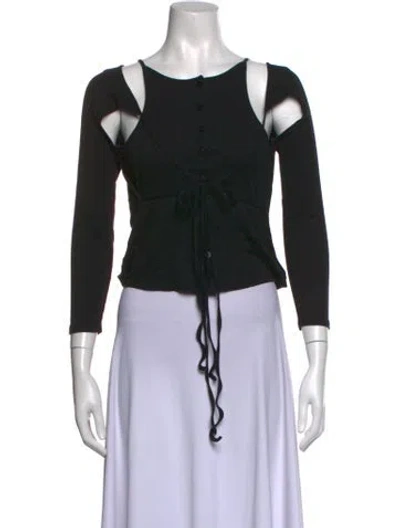 Pre-owned Eckhaus Latta Crew Neck Long Sleeve Top In Black