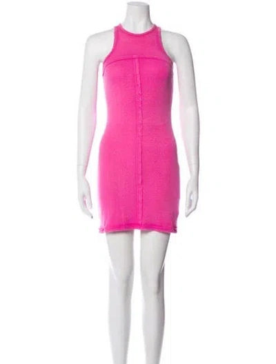 Pre-owned Eckhaus Latta Crew Neck Mini Dress In Pink