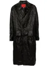 Eckhaus Latta Crinkled Single-breasted Trench Coat In Black