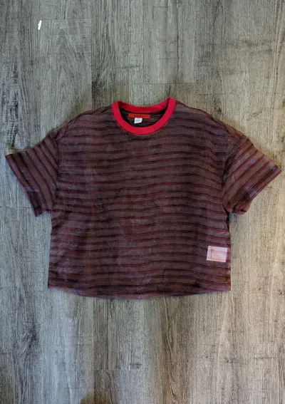 Pre-owned Eckhaus Latta Digital Striped Boxy Tee In Red