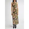 Eckhaus Latta Duet Sleeveless Double Layer Micromesh Maxi Dress In Green