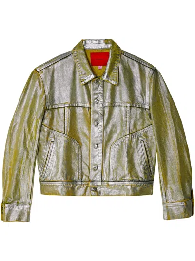 Eckhaus Latta El Coated Denim Jacket In 银色