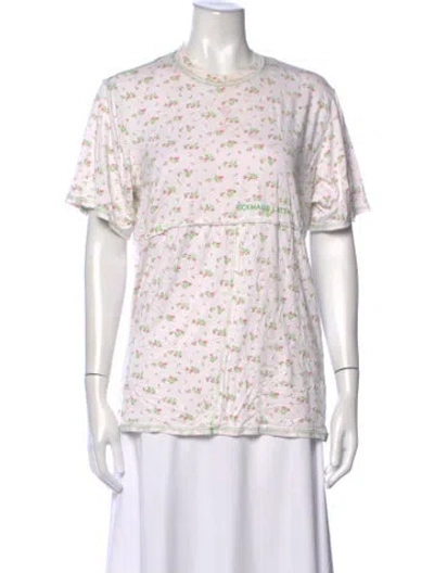 Pre-owned Eckhaus Latta Floral Print Crew Neck T-shirt In Pink