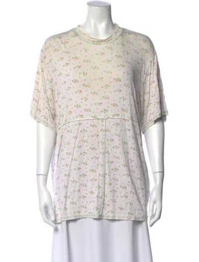 Pre-owned Eckhaus Latta Floral Print Crew Neck T-shirt In White