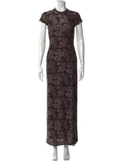 Pre-owned Eckhaus Latta Floral Print Long Dress In Black