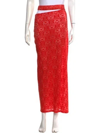 Pre-owned Eckhaus Latta Floral Print Long Skirt In Red