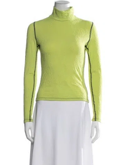Pre-owned Eckhaus Latta Floral Print Turtleneck Top In Green