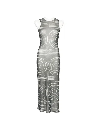 Eckhaus Latta Gesture Graphic-print Maxi Dress In Black