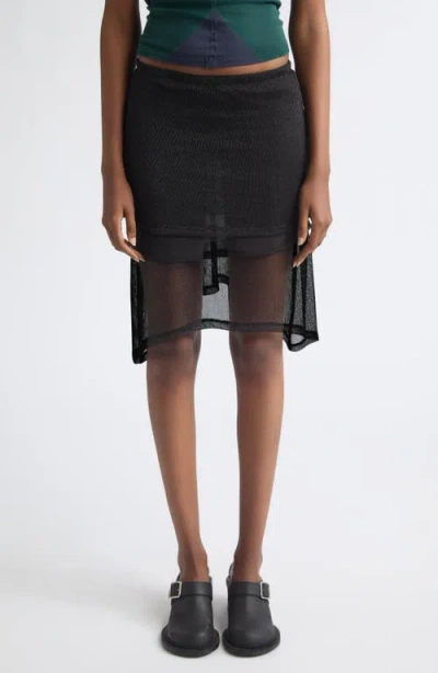 Eckhaus Latta Gossamer Midi Skirt In Black