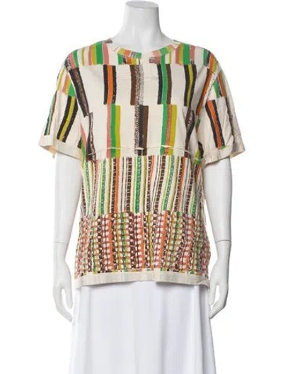 Pre-owned Eckhaus Latta Graphic Print Crew Neck Top In Neutral