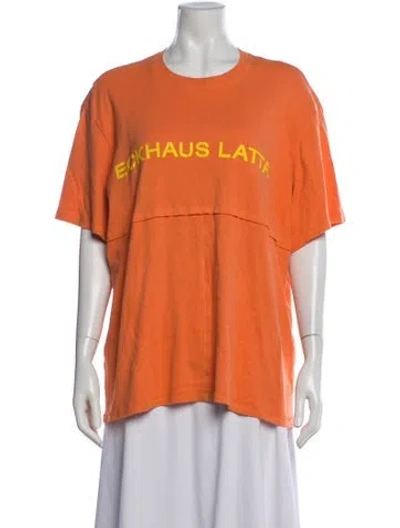 Pre-owned Eckhaus Latta Graphic Print Crew Neck T-shirt In Orange