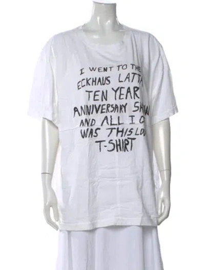 Pre-owned Eckhaus Latta Graphic Print Crew Neck T-shirt In White