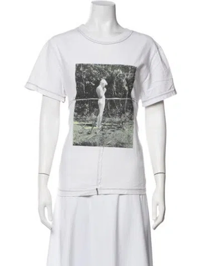 Pre-owned Eckhaus Latta Graphic Print Crew Neck T-shirt In White
