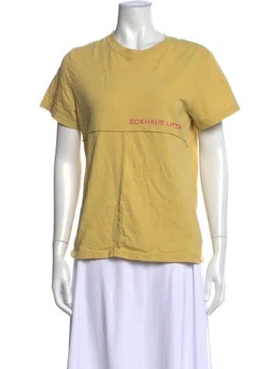 Pre-owned Eckhaus Latta Graphic Print Crew Neck T-shirt In Yellow
