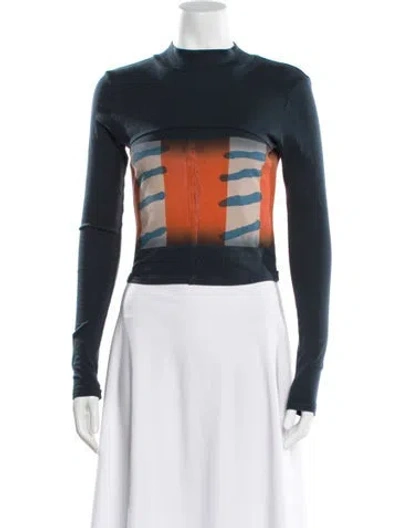 Pre-owned Eckhaus Latta Graphic Print Mock Neck Top In Multi