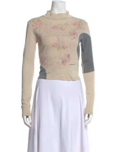 Pre-owned Eckhaus Latta Graphic Print Mock Neck Top In Neutral