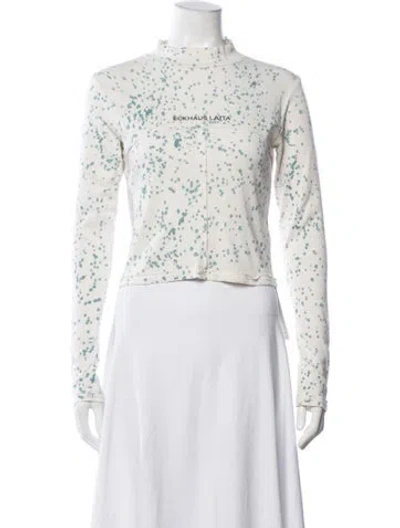 Pre-owned Eckhaus Latta Graphic Print Mock Neck Top In Neutrals