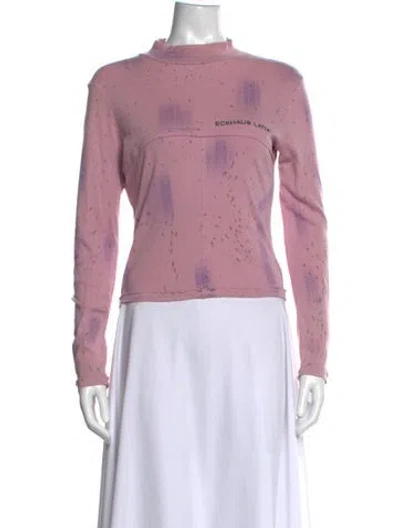 Pre-owned Eckhaus Latta Graphic Print Mock Neck Top In Pink