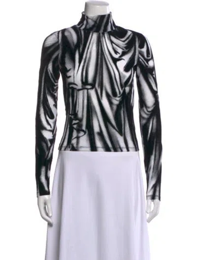 Pre-owned Eckhaus Latta Graphic Print Turtleneck Top In Black