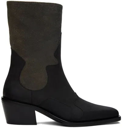 Eckhaus Latta Gray Cowboy Boots In Grey/grey