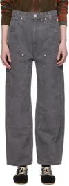 ECKHAUS LATTA GRAY DOUBLE KNEE BAGGY JEANS