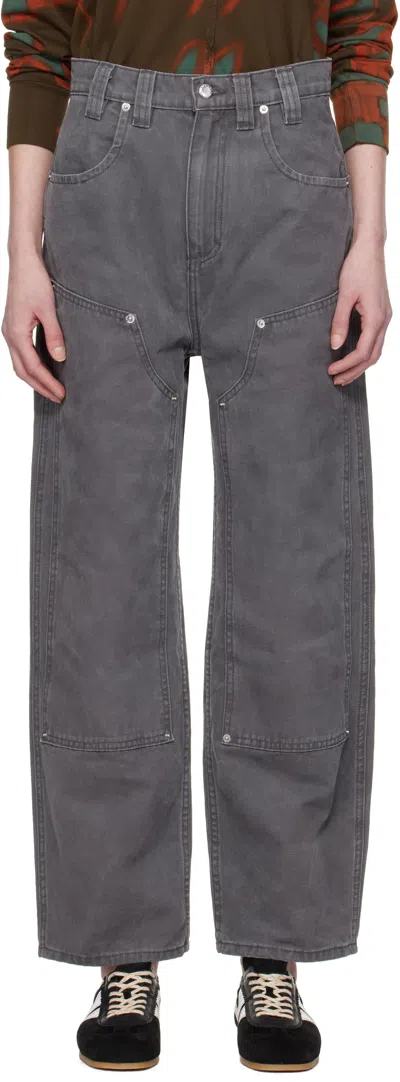 Eckhaus Latta Gray Double Knee Baggy Jeans In Slate
