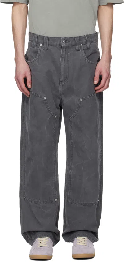 Eckhaus Latta Gray Double Knee Baggy Jeans In Slate