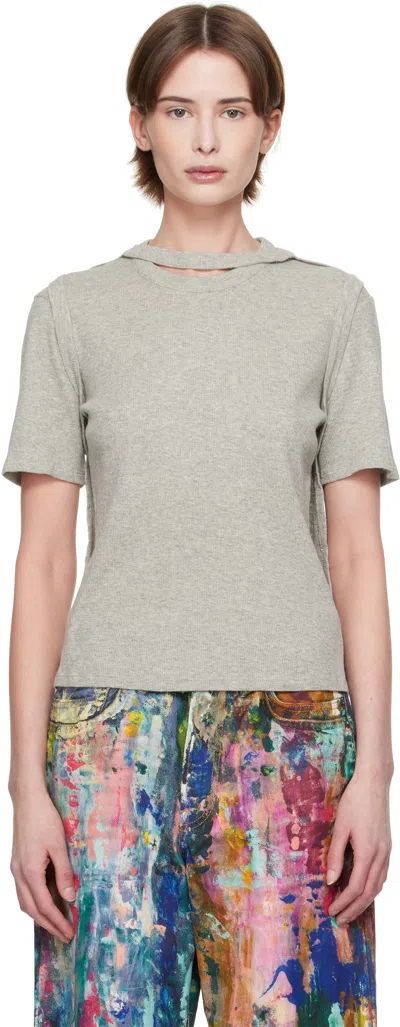 Eckhaus Latta Gray Flip T-shirt In Cement