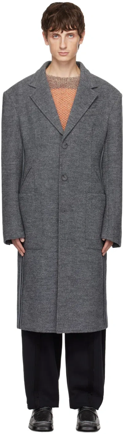 Eckhaus Latta Gray Form Coat In Cement