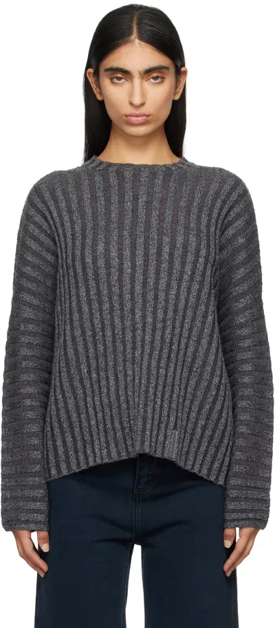 Eckhaus Latta Gray Keyboard Sweater In Carbon