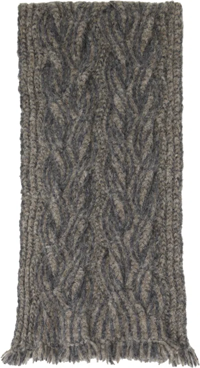 Eckhaus Latta Gray Plait Scarf In Black