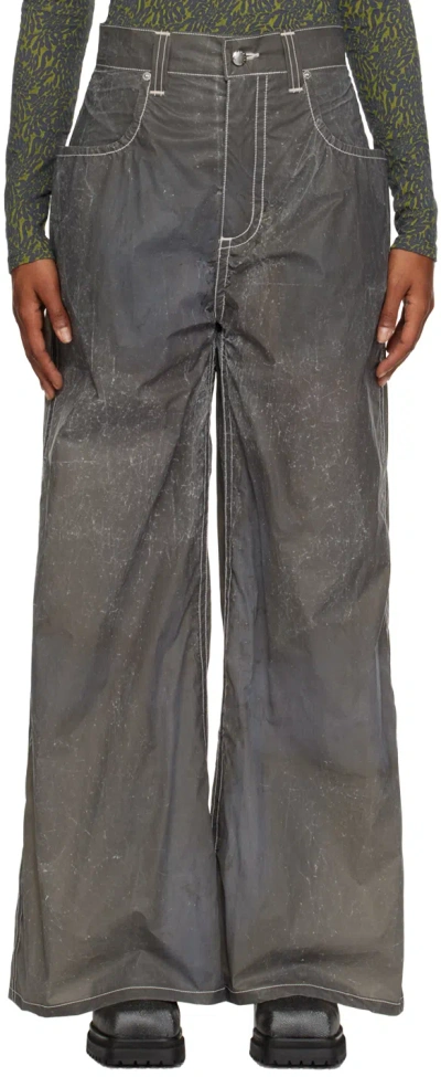 Eckhaus Latta Gray Printed Trousers In Paper Grey