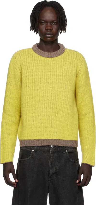 Eckhaus Latta Green Yak Crewneck Sweater In Brown